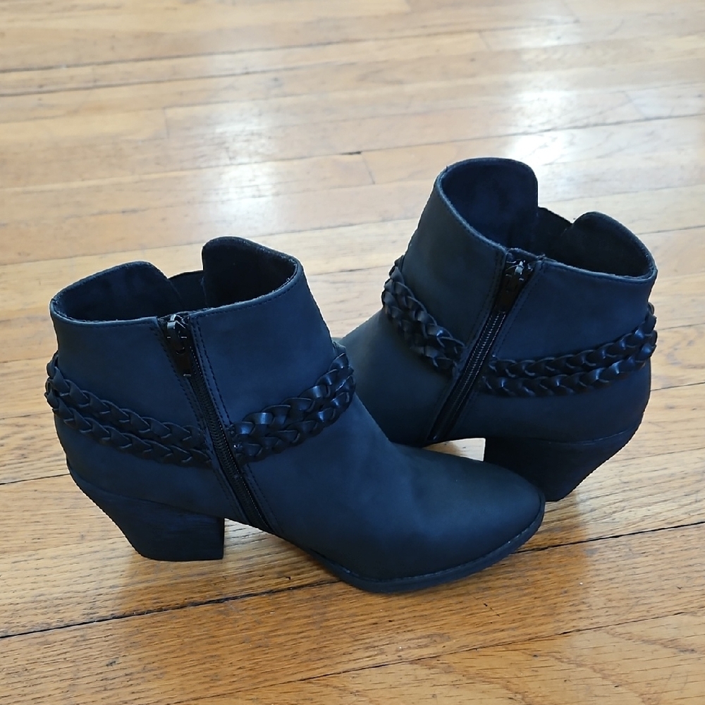 Blowfish Malibu Elegant Black Ankle Booties with Braided Detail